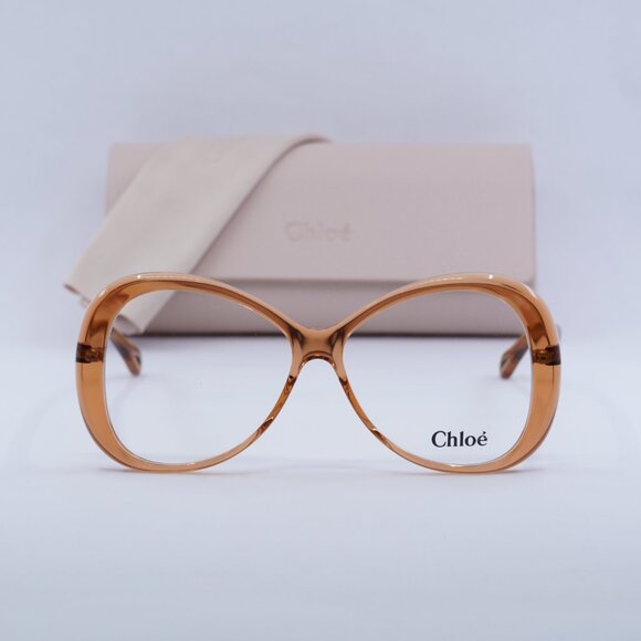 Chloe CH0011O 001 Butterfly Eyeglasses 56mm - Transparent Orange - Picture 4 of 12